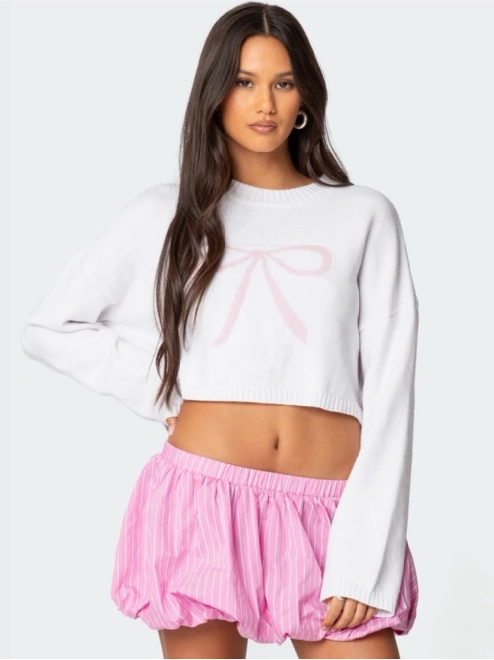 Edikted White Cropped Bow
Sweater size medium NWT